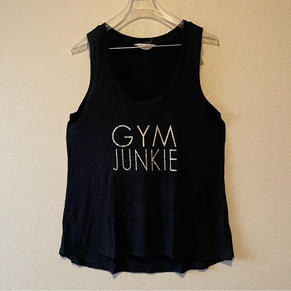 Z By Zobha, Women’s Black Muscle Shirt Gym Junkie Round Neck Size S Runs Big